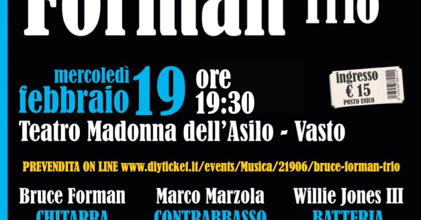 Bruce Forman Trio a Vasto: il jazz protagonista al Teatro Madonna dell’Asilo