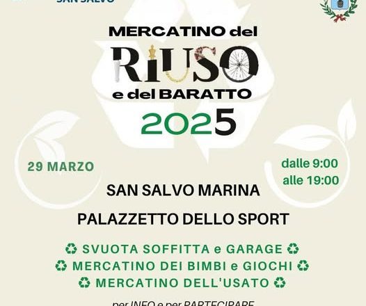 San Salvo, sabato 29 marzo torna il Mercatino del riuso e del baratto