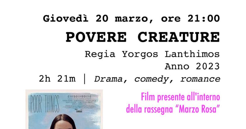 San Salvo, giovedì secondo appuntamento del Marzo Rosa con “Povere creature”