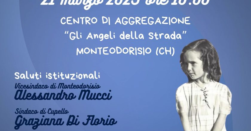 Domani alle ore 10.00 al Centro di Aggregazione “Gli Angeli della Strada” di Monteodorisio, l’incontro “Sulla Via del Ricordo. Come nasce la Legge n.92 del 30 marzo 2004”