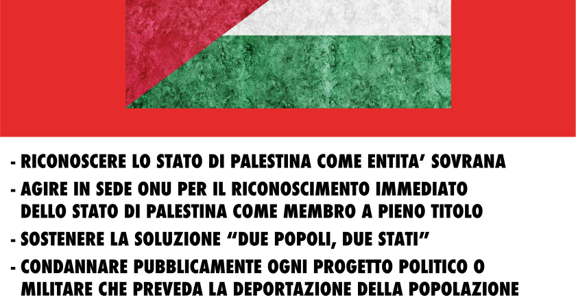 Sinistra per Vasto sull’ODG per il riconoscimento dello Stato di Palestina