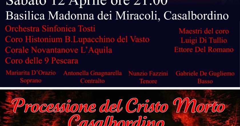 Casalbordino apre la Settimana Santa con il Requiem di Mozart nella Basilica Madonna dei Miracoli