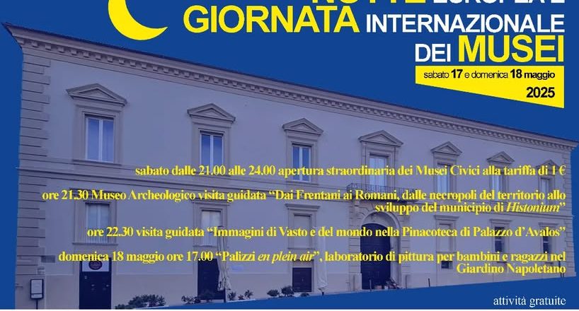 Sabato e domenica la Notte Europea e Giornata Internazionale dei Musei Palazzo d’Avalos