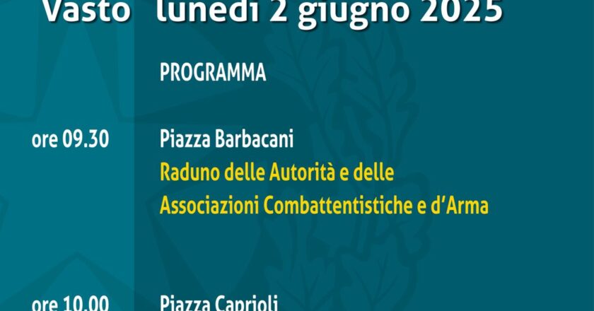 Festa della Repubblica a Vasto: autorità e cittadini uniti in piazza Caprioli