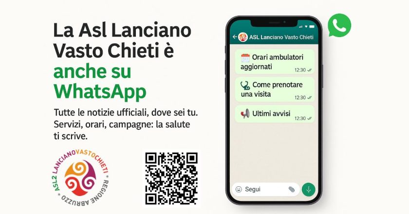 La Asl Chieti-Lanciano-Vasto ha un nuovo canale WhatsApp