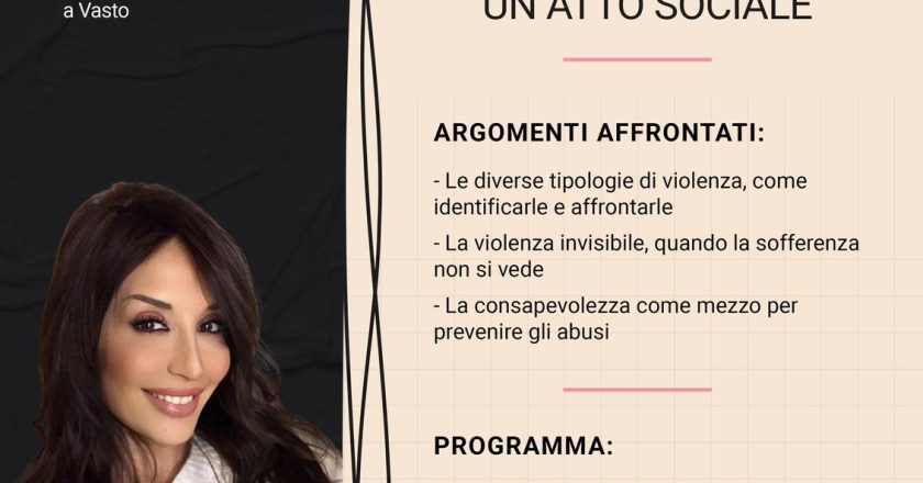 “Prevenire la violenza: un atto sociale” – Incontro pubblico con Serena Fumaria a Vasto