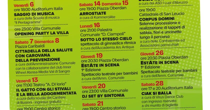 Si accendono i riflettori sulle serate estive da vivere in Atessa