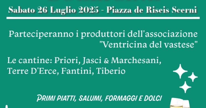 Sabato sera primo appuntamento a Scerni con Ventricina&Bollicine 