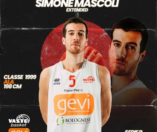 Simone Mascoli e Vasto Basket: l’ala coratina rinnova per il terzo anno consecutivo in biancorosso