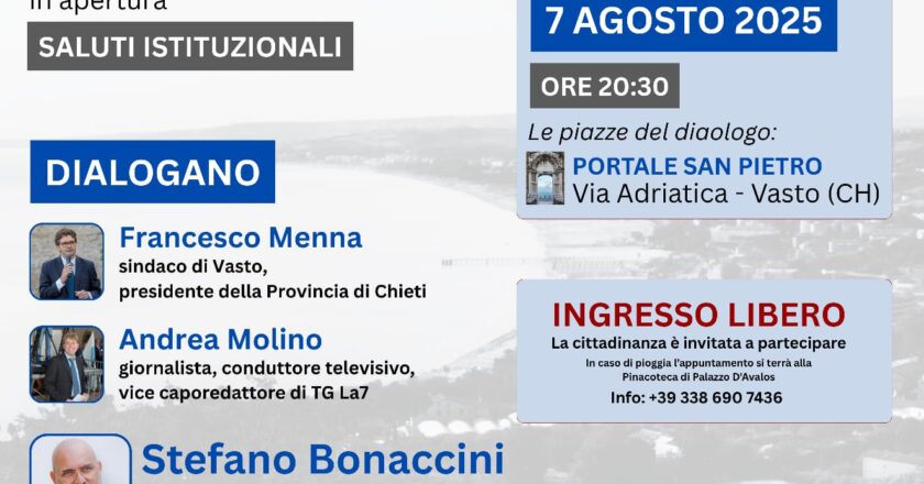 Vasto, il 7 agosto appuntamento con l’europarlamentare Stefano Bonaccini al portale San Pietro