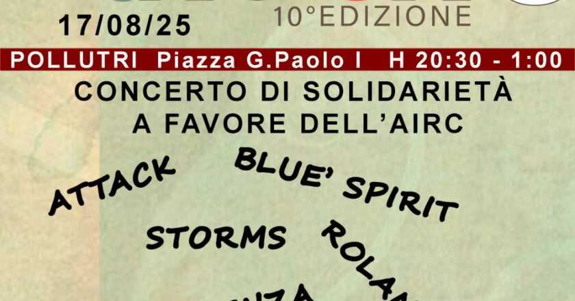 A Pollutri la 10° edizione di PollutRock, concerto di solidarietà a favore dell’AIRC