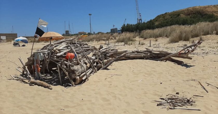 Punta Penna, distrutto il capodoglio di legno in ricordo dei 7 cetacei spiaggiati