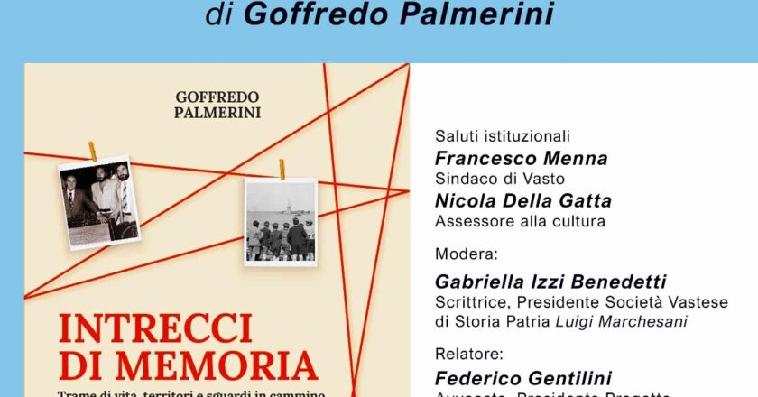 “Intrecci di memoria” di Goffredo Palmerini , il 26 settembre la presentazione a Vasto