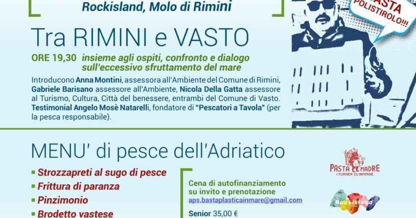 Vasto al fianco di Rimini per un mare più pulito. Riduzione della plastica in mare e promozione di pesca responsabile i temi principali