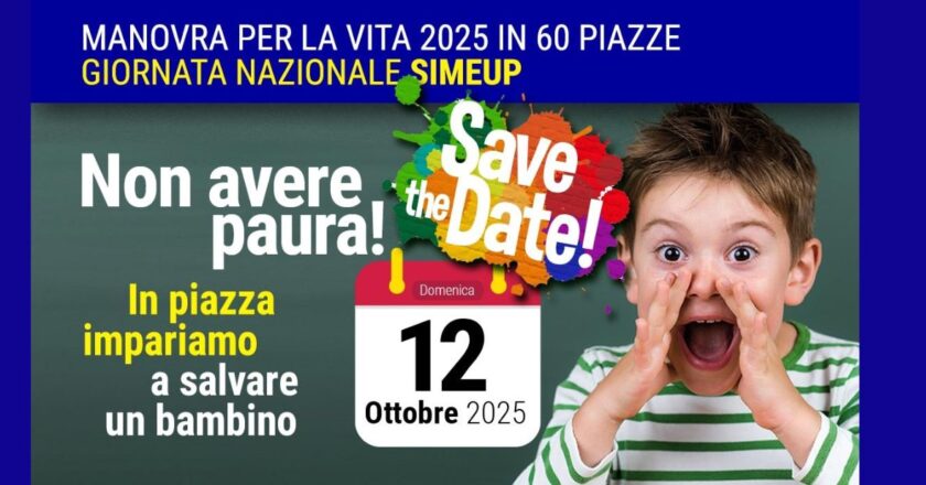 Imparare a salvare un bambino dal soffocamento: il 12 ottobre 2025 a Chieti la giornata “Manovra per la vita”