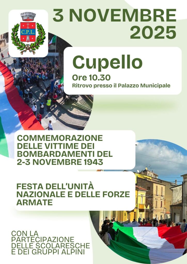 Cupello, il 2 e il 3 novembre il ricordo delle vittime dei bombardamenti