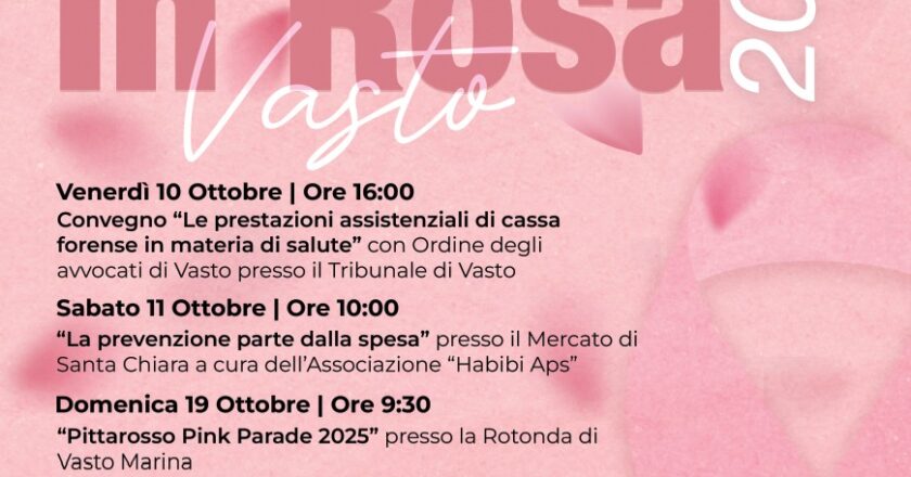 Vasto, ecco il calendario delle iniziative di “Ottobre in Rosa 2025″