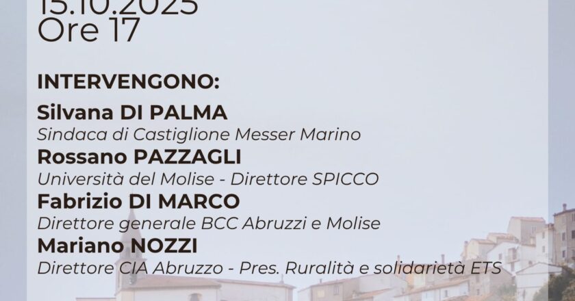 Riparte la Scuola dei piccoli Comuni di Castiglione Messer Marino: mercoledì 15 ottobre alle 17 la presentazione della terza edizione 2025/2026