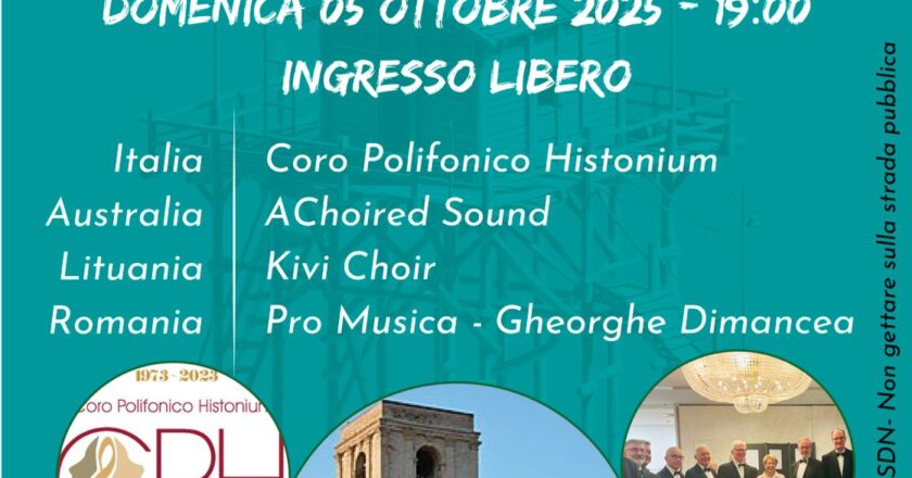 Il 5 ottobre a Vasto la tappa conclusiva del Festival Corale Internazionale d’Abruzzo