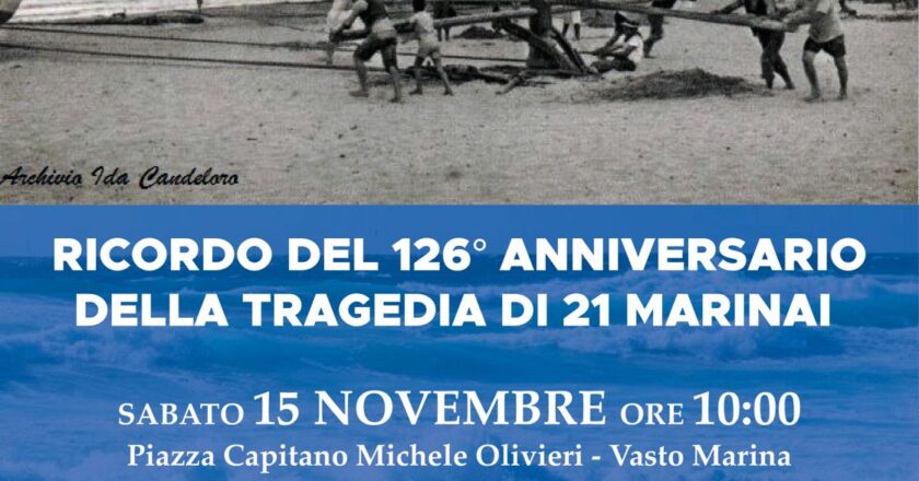 Naufragio del 1899, a Vasto Marina il 15 novembre la cerimonia per ricordare i 21 pescatori scomparsi