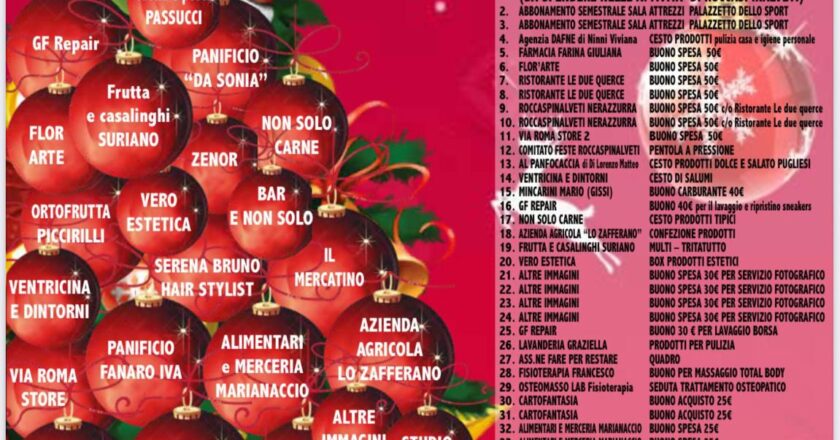 Al via la Lotteria di Natale di Roccaspinalveti