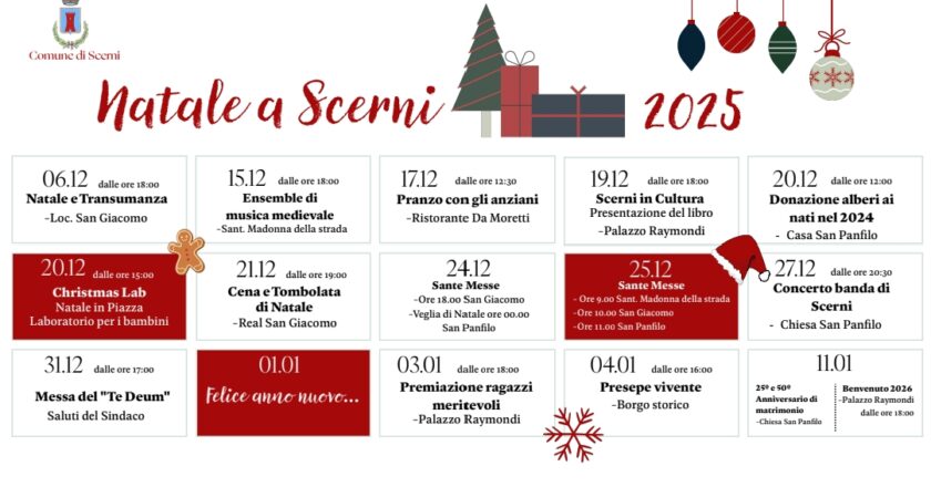 Pronto il calendario degli eventi natalizi di Scerni