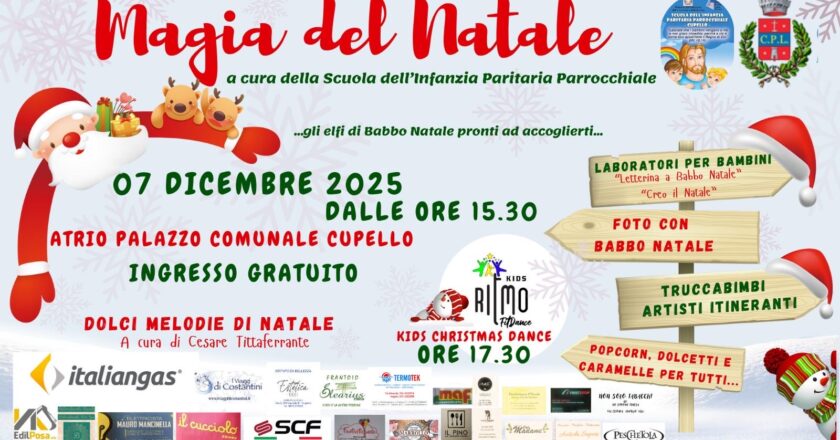 “Magia del Natale a Cupello”, appuntamento domenica nell’atrio del Palazzo Comunale
