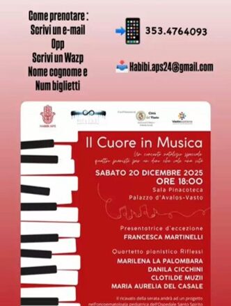 “Il Cuore in Musica”: a Vasto un concerto natalizio speciale per un fine che vale una vita