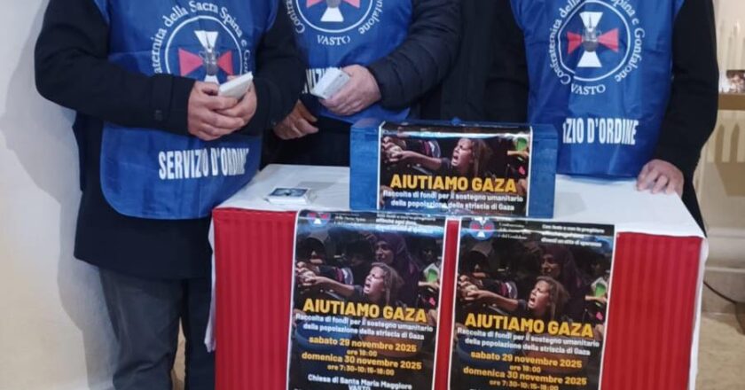 “Aiutiamo Gaza”, la raccolta di fondi promossa dalla Confraternita della Sacra Spina e Gonfalone di Vasto