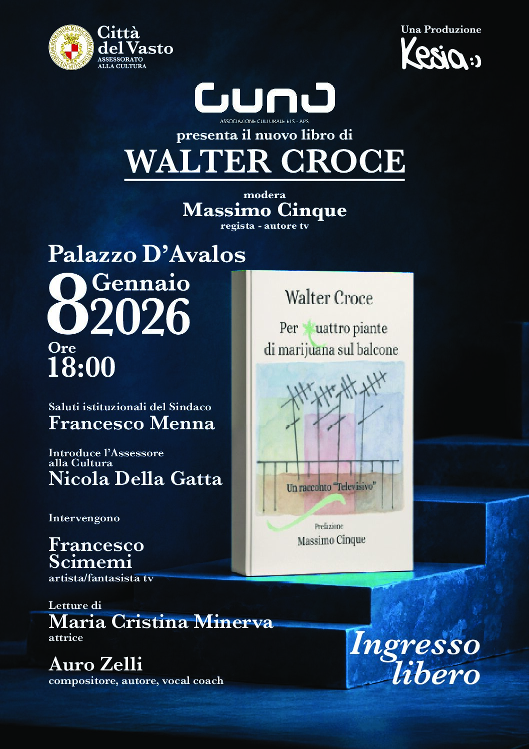 Vasto, l’8 gennaio la presentazione del libro di Walter Croce “Per quattro piante di marijuana sul balcone. Un racconto televisivo”