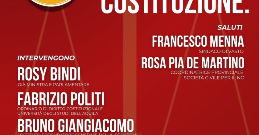 “Un NO per difendere la Costituzione”, domenica 1 marzo incontro pubblico a Palazzo d’Avalos