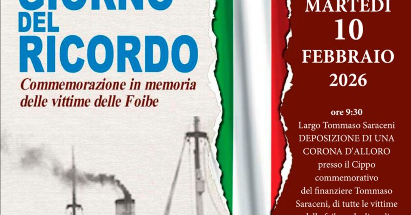 Giorno del Ricordo a Vasto, domani la cerimonia in Largo Tommaso Saraceni. Appuntamento alle ore 09:30