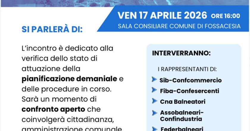 Concessioni demaniali: a Fossacesia confronto pubblico su norme incerte e futuro della costa