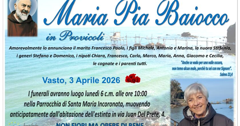 Vasto, Maria Pia Baiocco muore due mesi dopo l’incidente