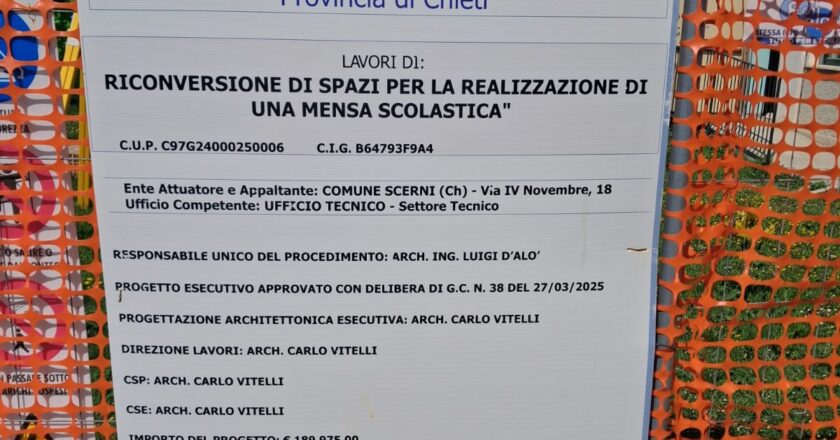 Avviati i lavori per la realizzazione della nuova mensa scolastica presso il plesso di via IV Novembre