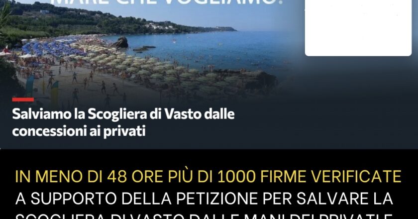 Petizione contro le concessioni sulla scogliera di Vasto: già oltre 1.000 firme in appena 48 ore
