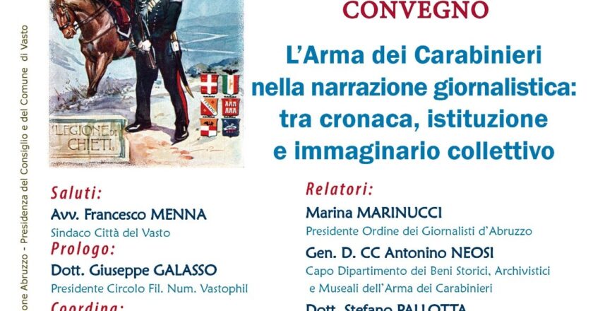 Vastophil 2026, il 27 giugno un convegno sul 165° Anniversario della Luogotenenza dei Carabinieri Reali a Vasto