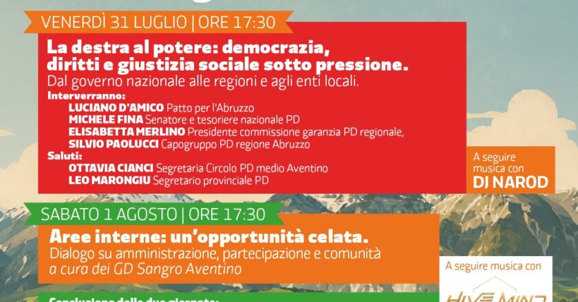 Al via in Provincia di Chieti le feste de l’Unità. Si parte da Altino il 31 luglio ed l’1 agosto
