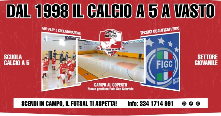 La Futsal Vasto, scuola di calcio a 5, tra passione e progetti educativi