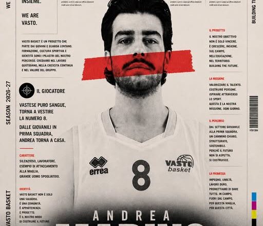 Andrea Marino torna alla Vasto Basket: il numero 8 è di nuovo biancorosso