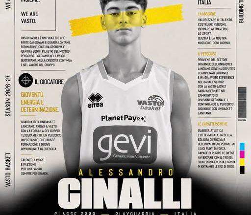 Alessandro Cinalli è un nuovo giocatore della Vasto Basket