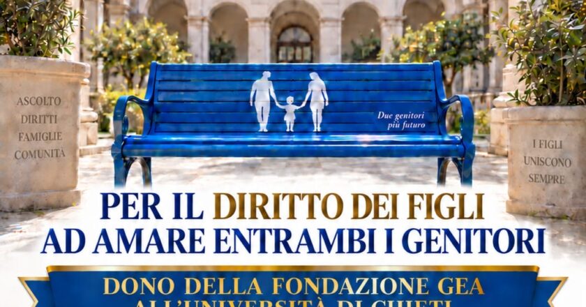 Alla “d’Annunzio” la prima Panchina Blu della Bigenitorialità in un’università italiana
