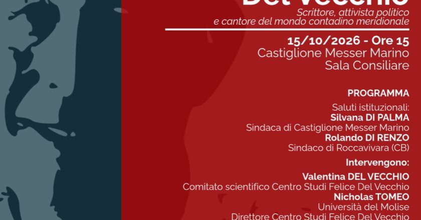 A Castiglione Messer Marino nasce il Centro Studi Felice Del Vecchio. Giovedì 15 ottobre la presentazione ufficiale del progetto e del programma 2026/2027 della Scuola dei piccoli Comuni