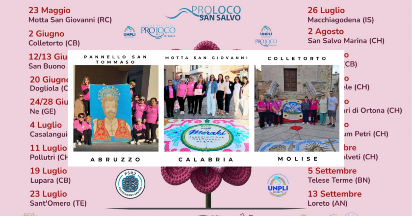 “Infiorata all’Uncinetto Itinerante” 2026: si chiude la V edizione, un viaggio di 4.680 km attraverso 6 regioni d’Italia