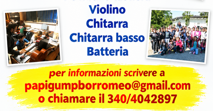 Il nono anno della Famiglia Papi Gump. Al via i corsi di Teoria e Solfeggio, Pianoforte, Violino, Chitarra, Chitarra Basso e Batteria